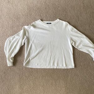 Zara White Balloon Sleeve Sweatshirt